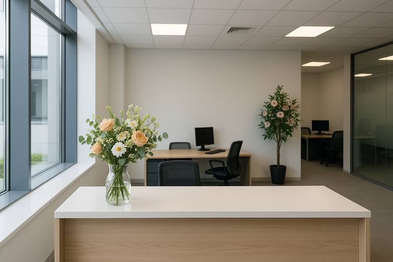 Kantor modern dekorasi bunga