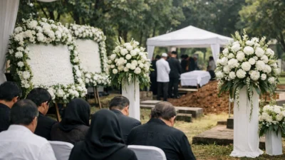Solusi Kirim Bunga Duka Cita Mendadak Tanpa Ribet 7 Suasana duka di pemakaman