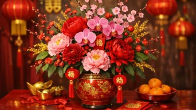 Bunga Meja Imlek sebagai Elemen Dekorasi Pembawa Nuansa Keberuntungan 4 Bunga meja Imlek