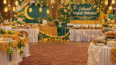 Panduan Dekorasi Halal Bihalal Perusahaan agar Profesional, Elegan, dan Berkesan 2 Dekorasi halal bihalal meriah